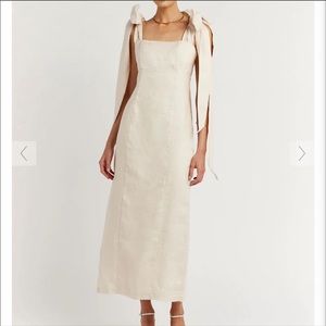 Dissh Aisle Bow Midi Linen Dresss